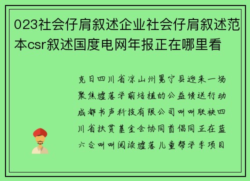 023社会仔肩叙述企业社会仔肩叙述范本csr叙述国度电网年报正在哪里看